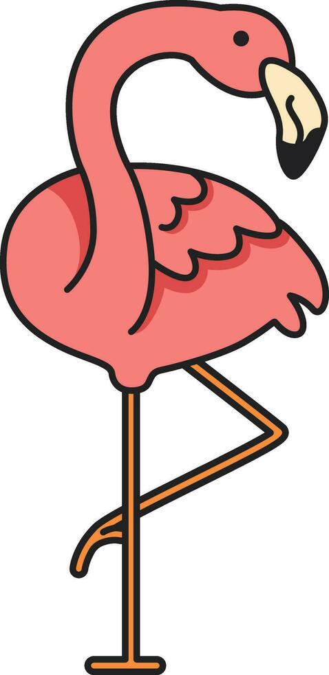 Flamingo icon in doodle style. Vector illustration.