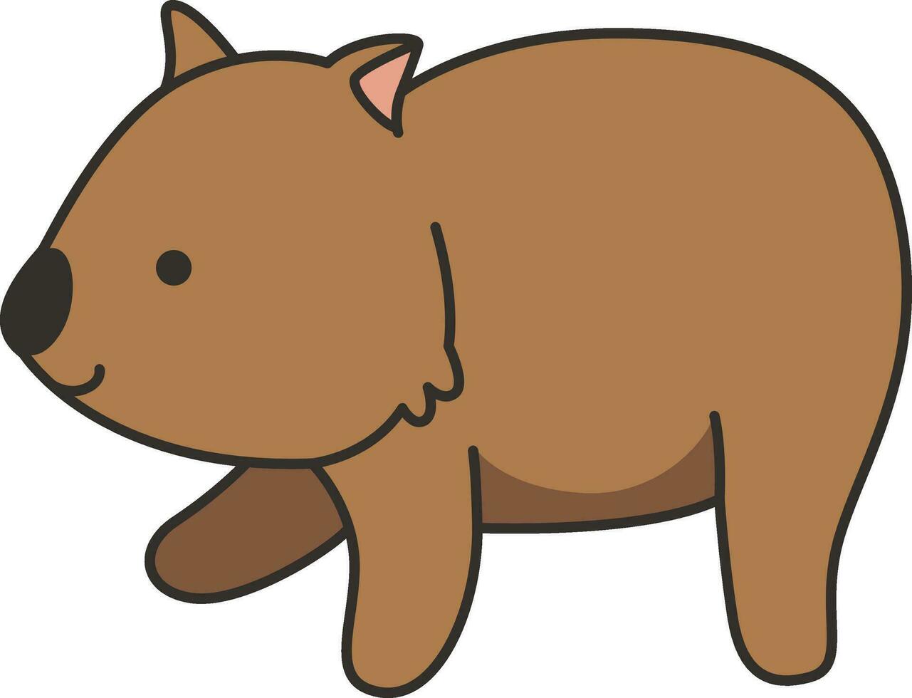 Cute wombat cartoon icon. Animal theme. Isolated design. Vector illustration