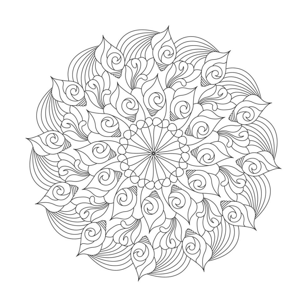 Mandala Tranquil radiance coloring book page for kdp book interior vector