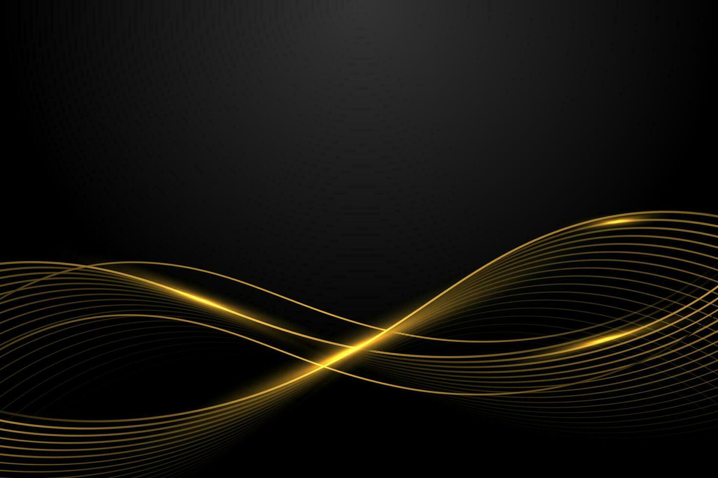 Golden wave on black background. Elegant concept design with golden lines vector