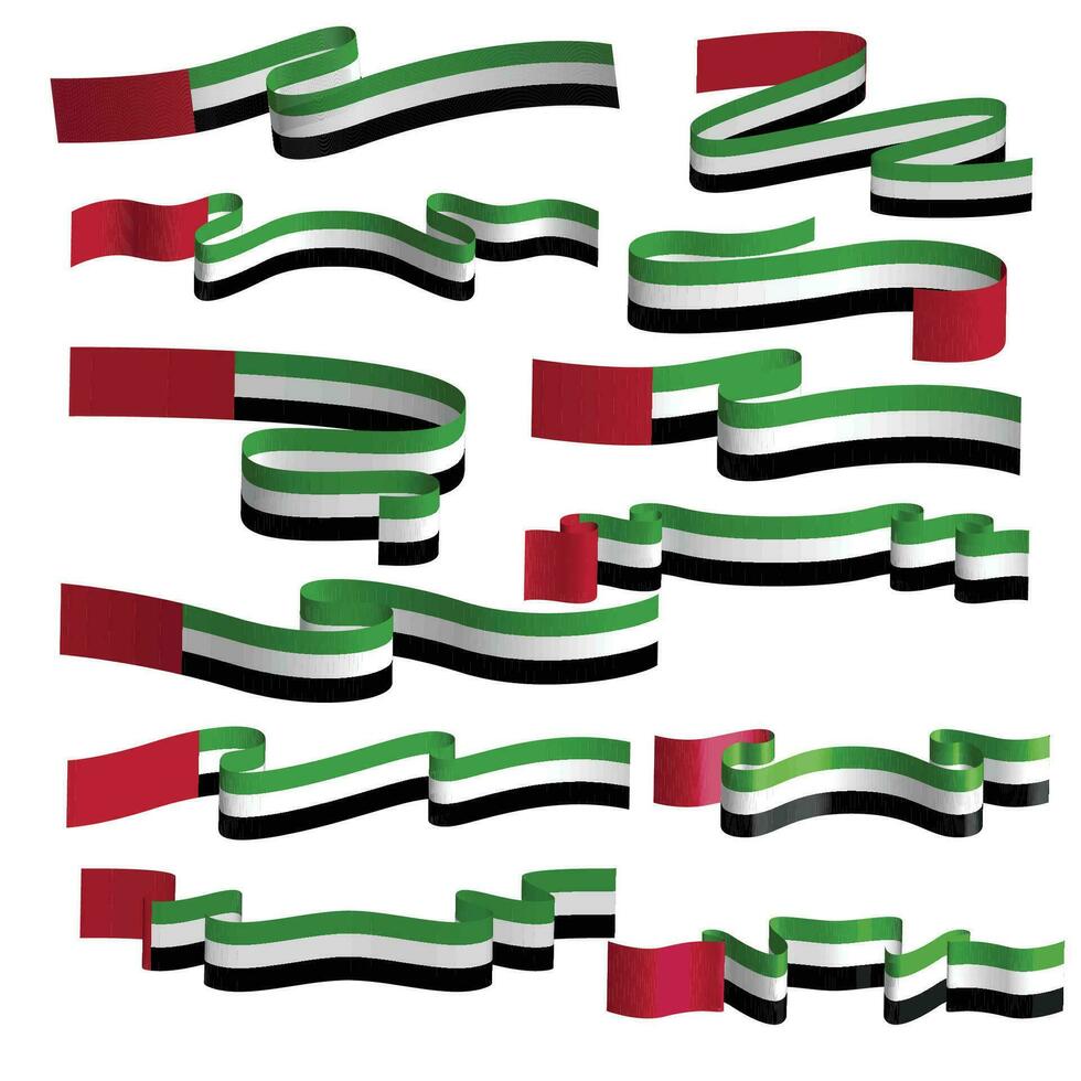 united arab emirates flag ribbon vector element bundle set