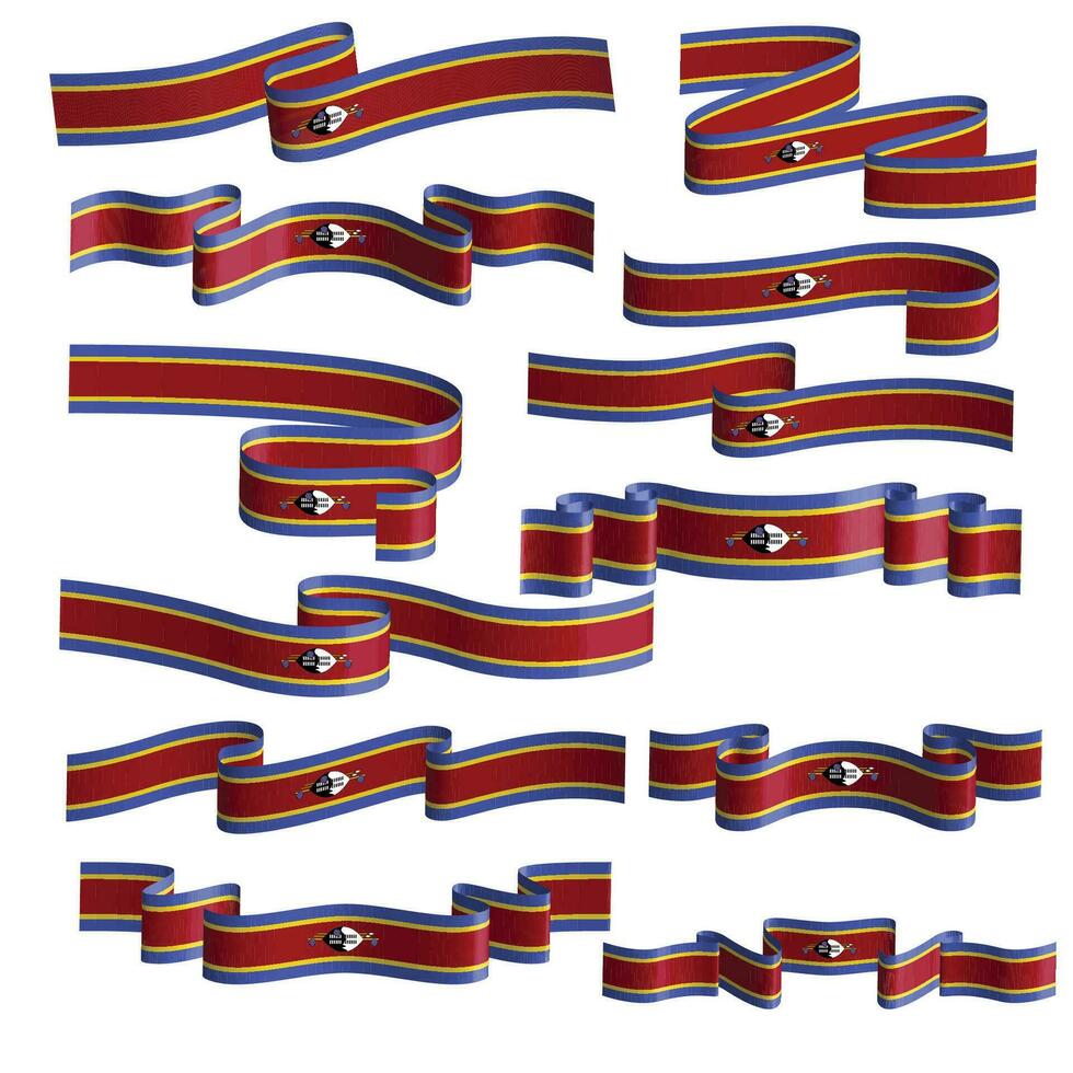 swaziland flag ribbon vector set