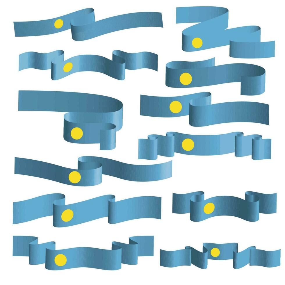 palau flag ribbon vector set