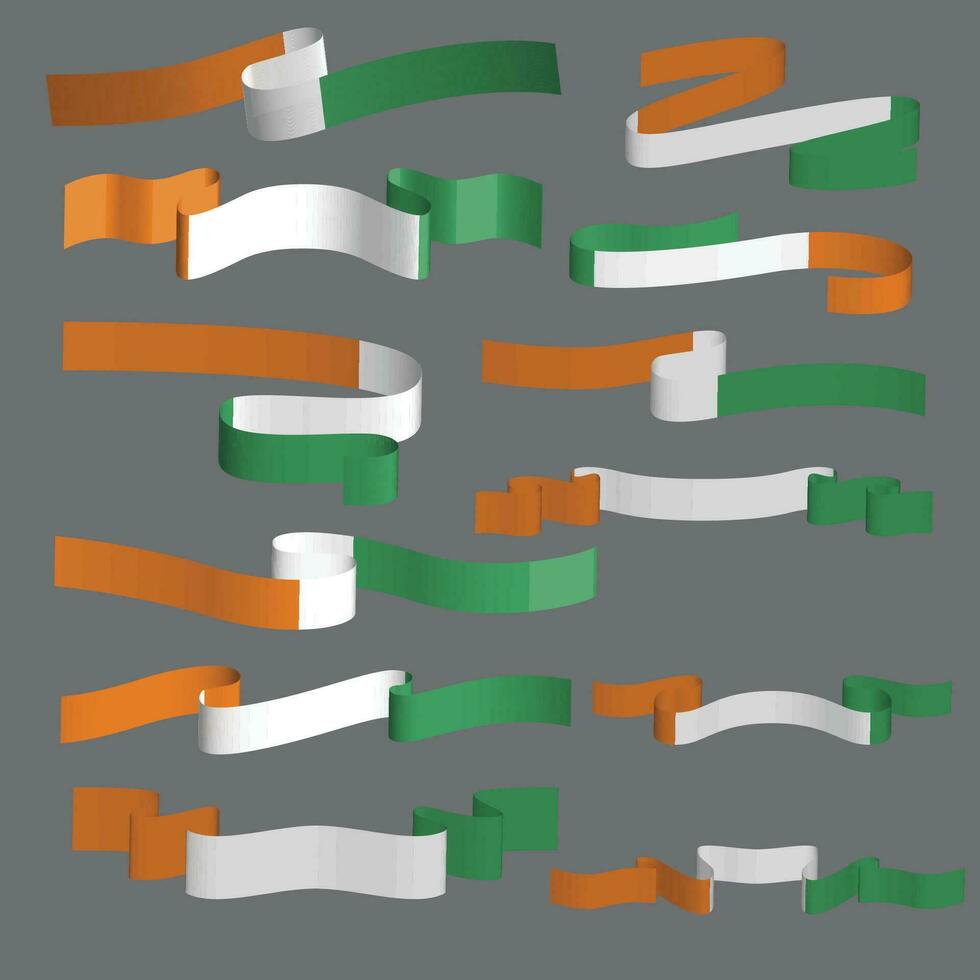 cote d ivoire flag ribbon vector set