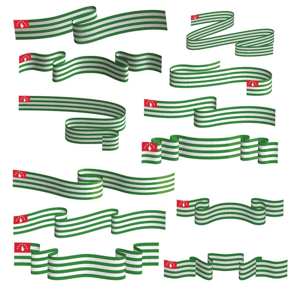 abkhazia flag ribbon vector element bundle set