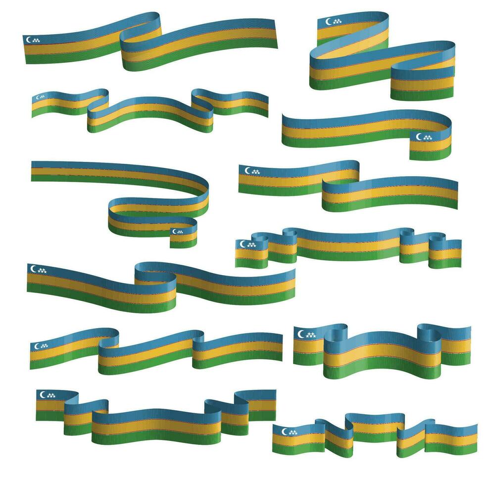 karakalpakstan flag ribbon vector set