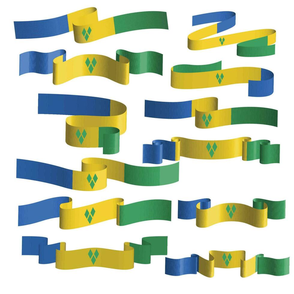 saint vincent and the grenadines flag ribbon vector set