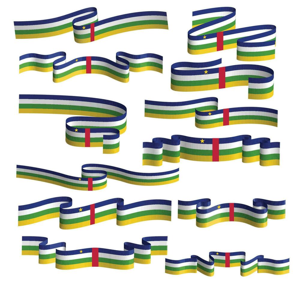 central african flag ribbon vector element bundle set