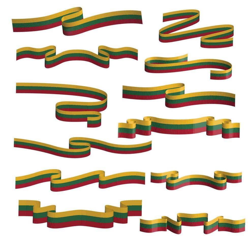 lithuania flag ribbon vector set