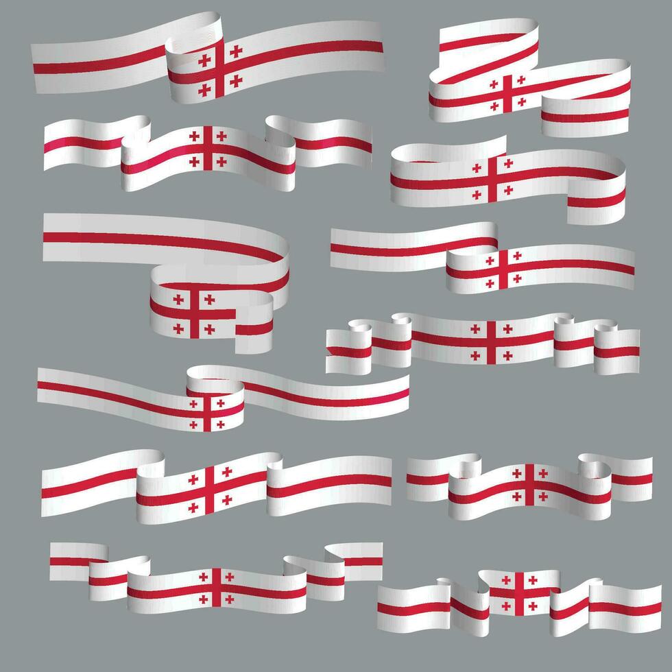 georgia flag ribbon vector element bundle set