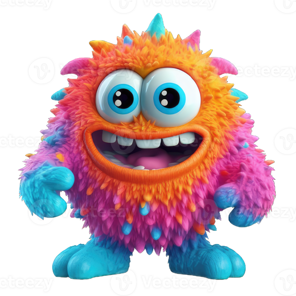 cute colorful monster alien png transparent background