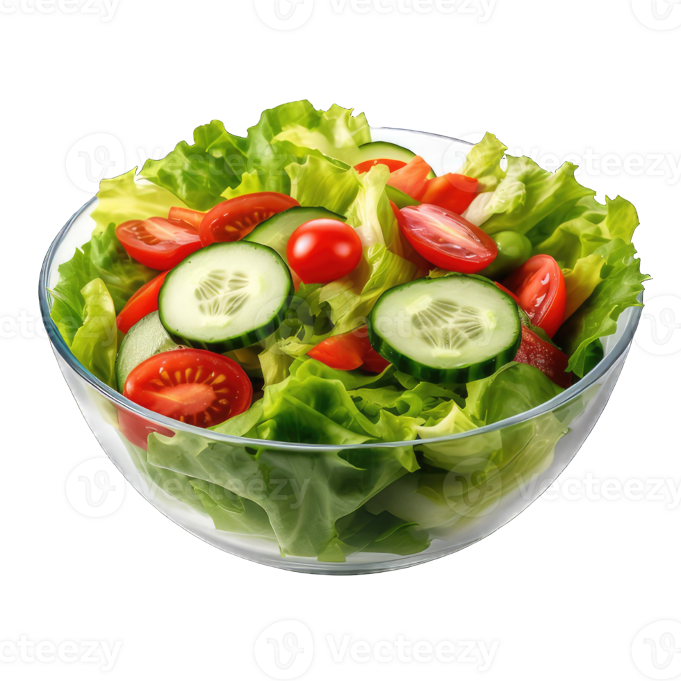 Fresh garden salad in a bowl isolated background png