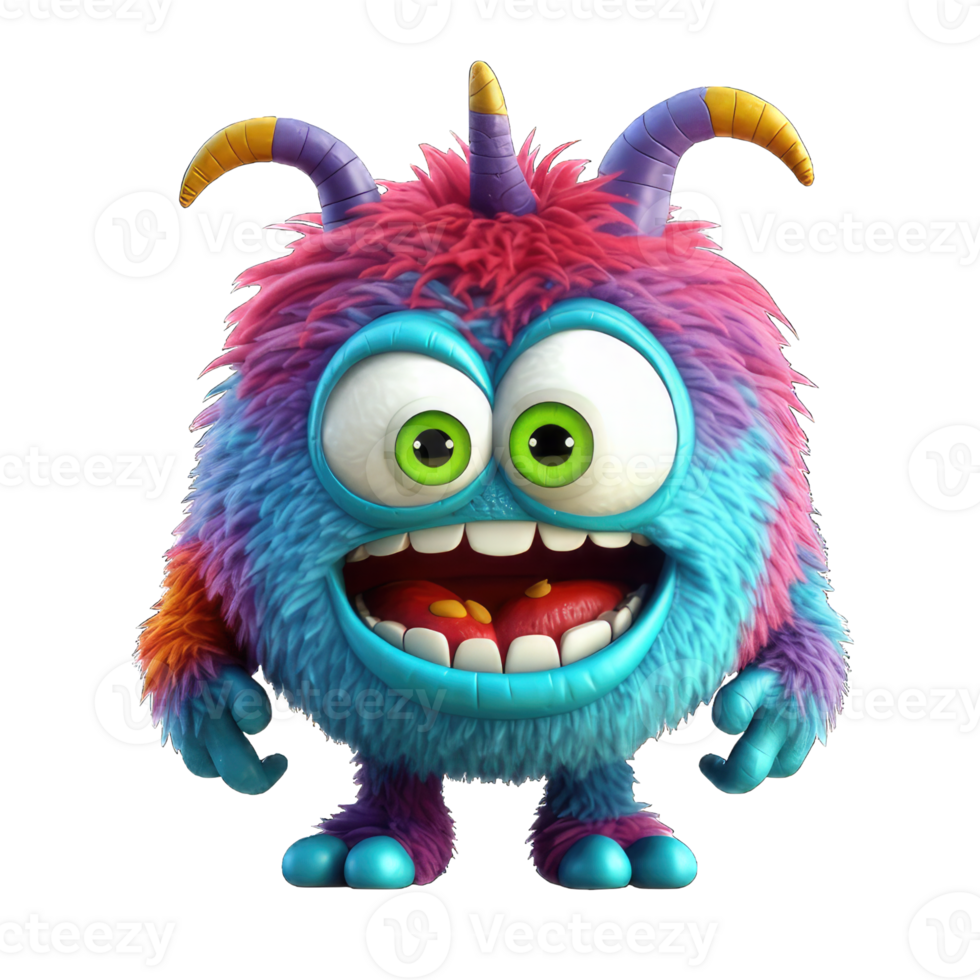 cute colorful monster alien png transparent background