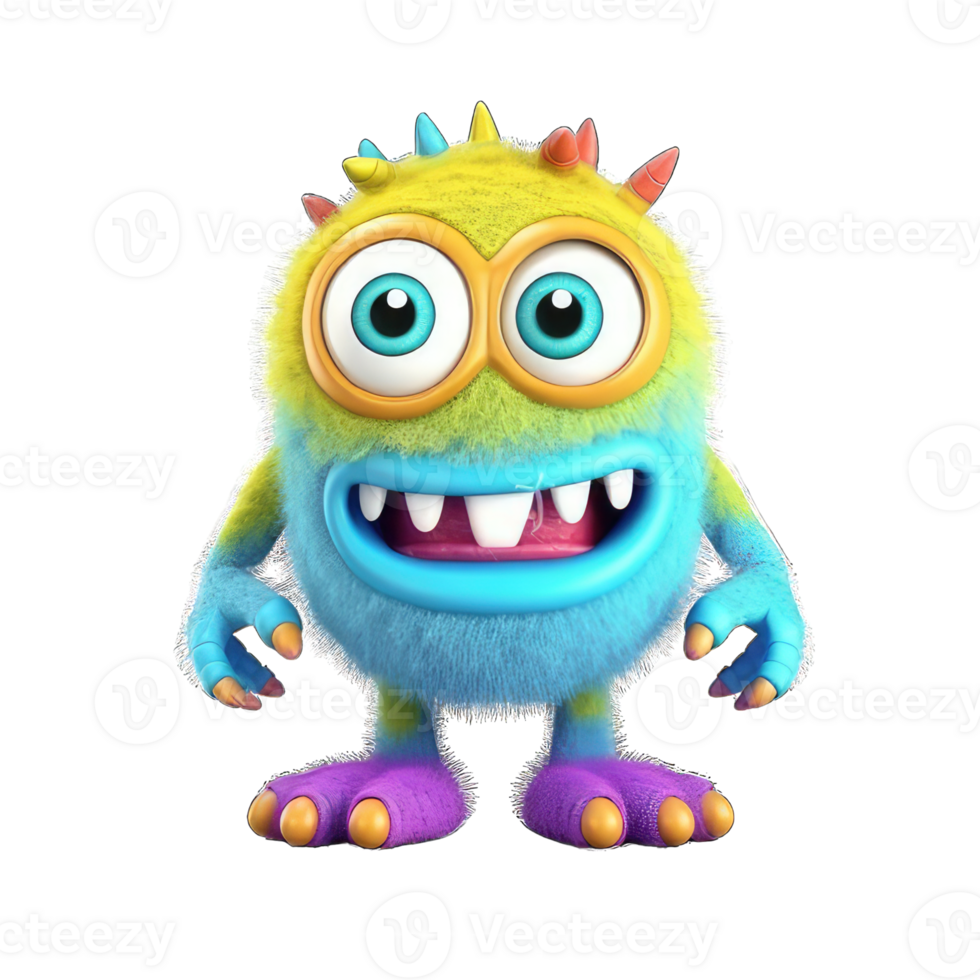 cute colorful monster alien png transparent background