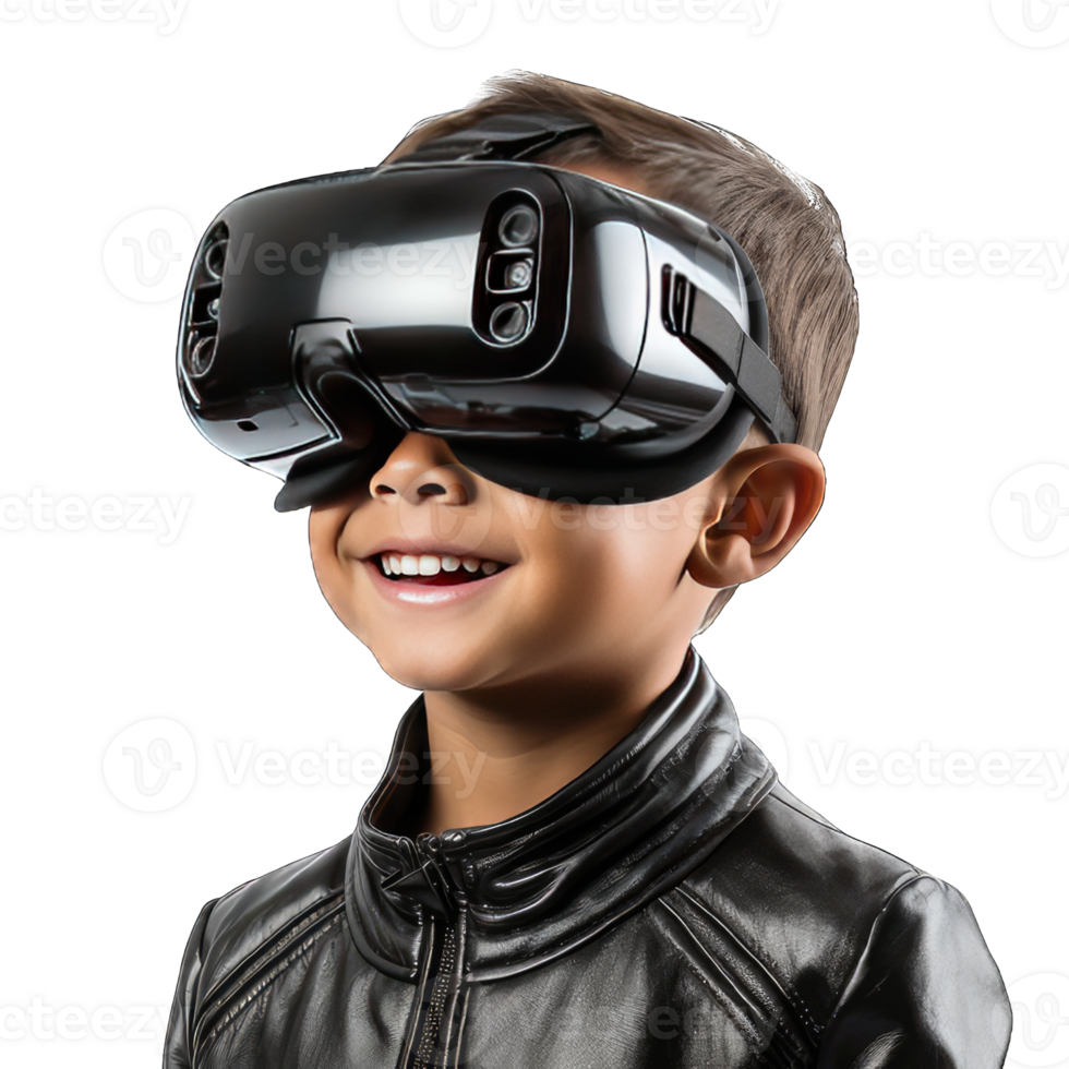 boy wear a VR Glass on transparent background png