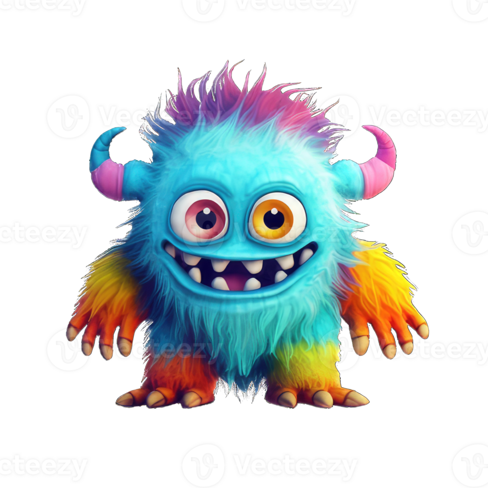 cute colorful monster alien png transparent background