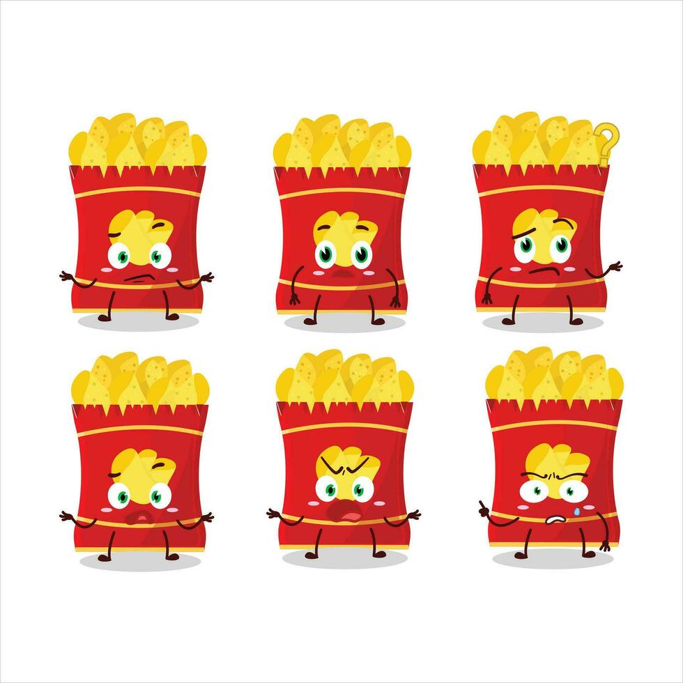 dibujos animados personaje de patata papas fritas con qué expresión vector