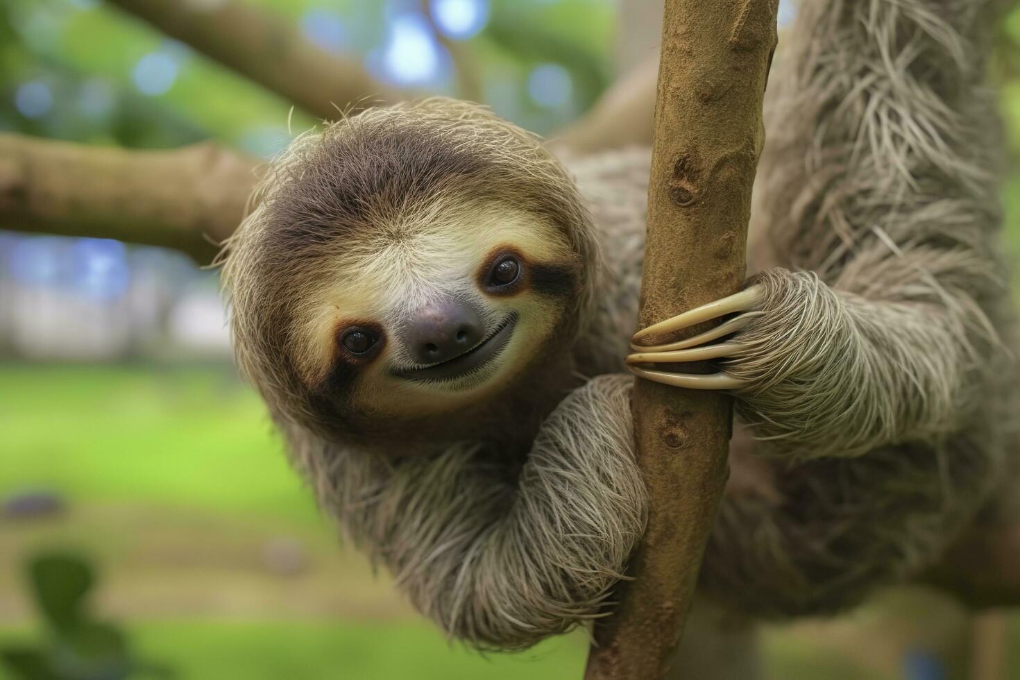 Baby Sloth in Tree in Costa Rica. Generative AI photo