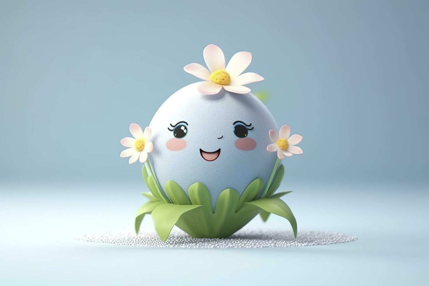 3D Cute Earth with Flower on White Background. Planet Earth Day or Environment Day Concept. AI Generative photo