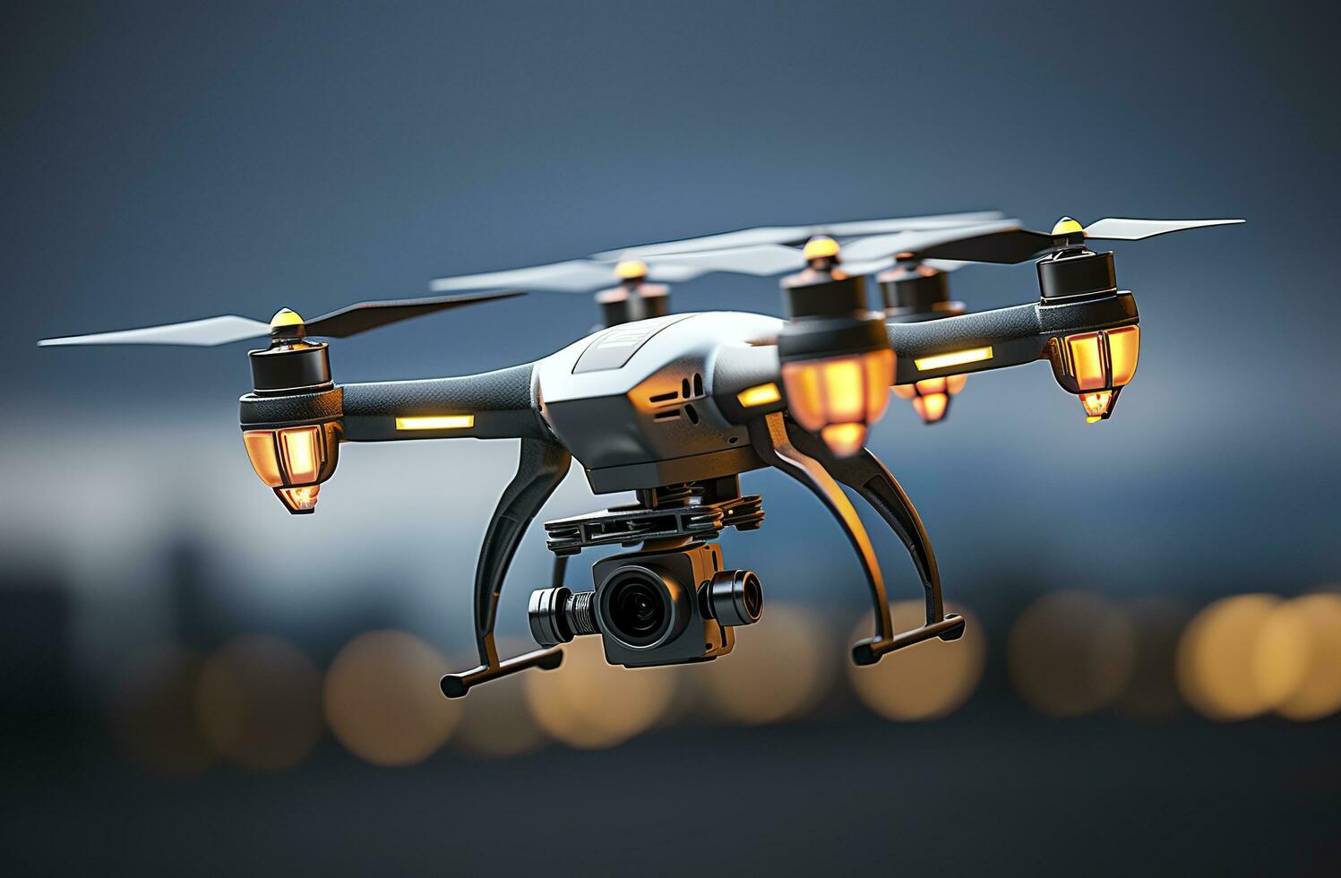 Drone quadcopter with digital camera. Generative AI photo