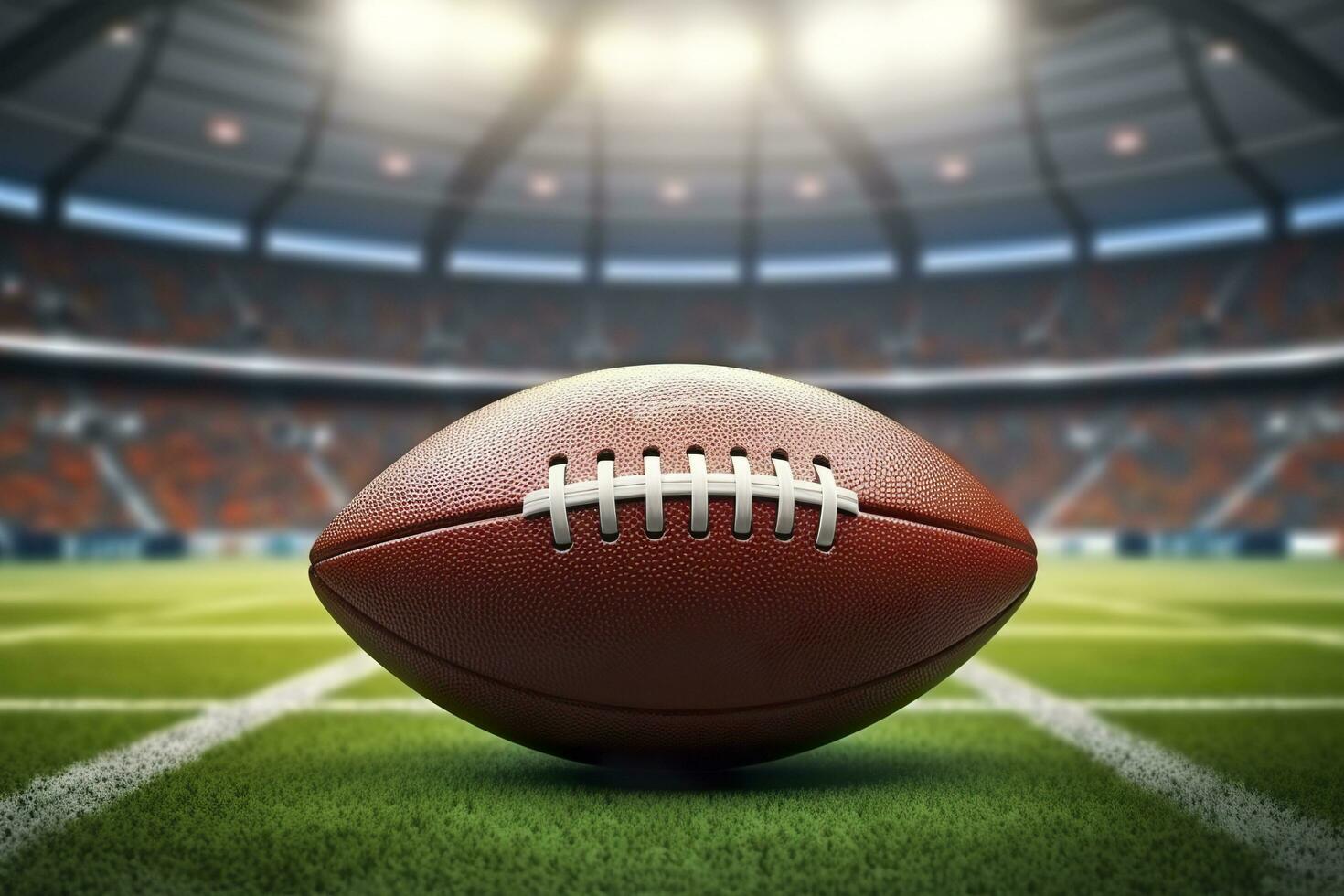 Ball on the American football arena. 3d illustration. Generative AI photo