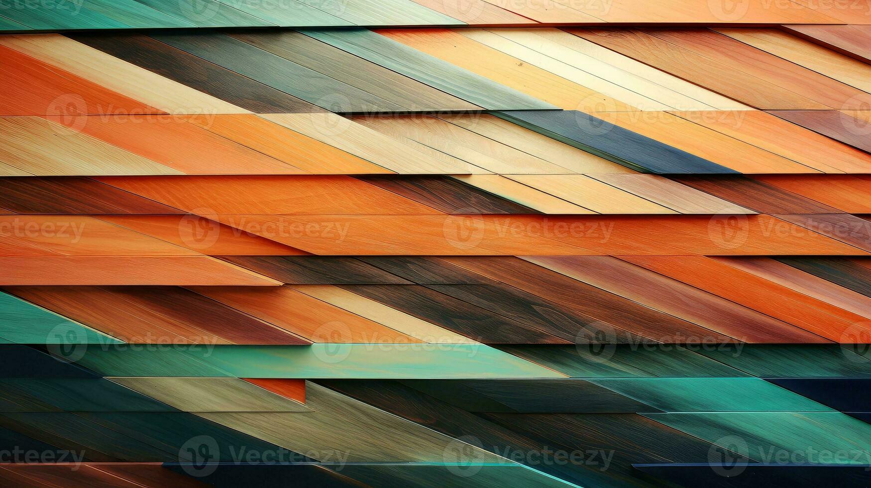 Wood marquetry wall parquet, abstract pattern background, Generative AI illustration photo