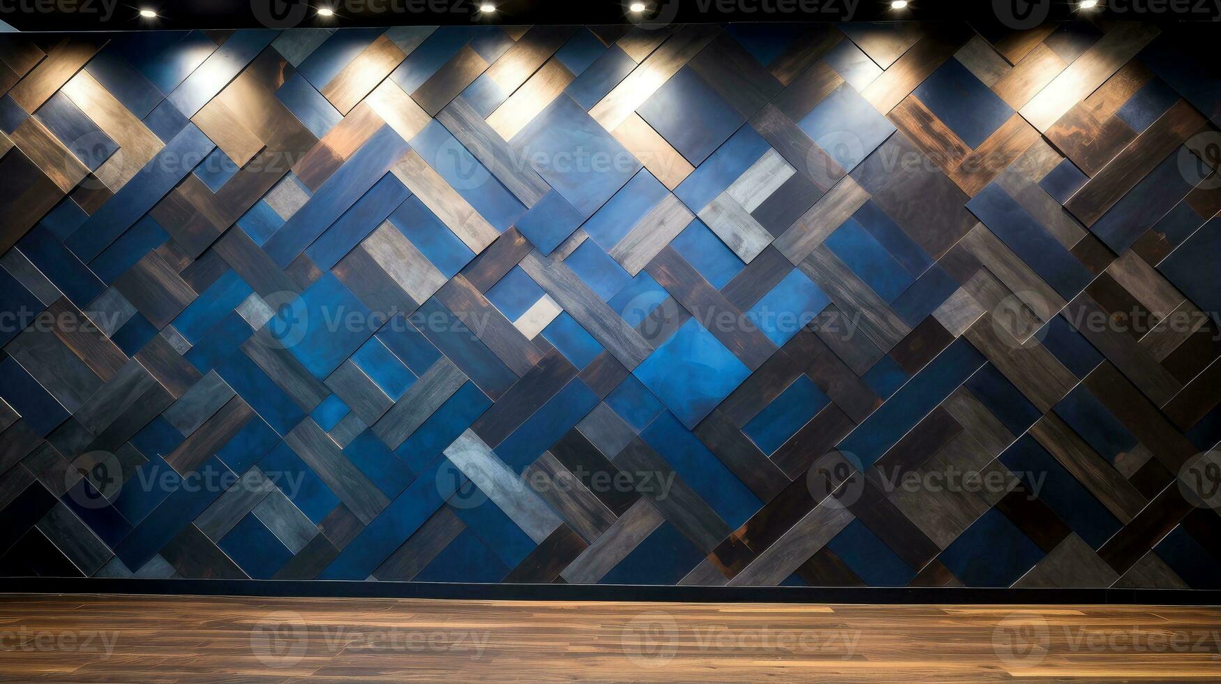 Wood marquetry wall parquet, abstract pattern background, Generative AI illustration photo
