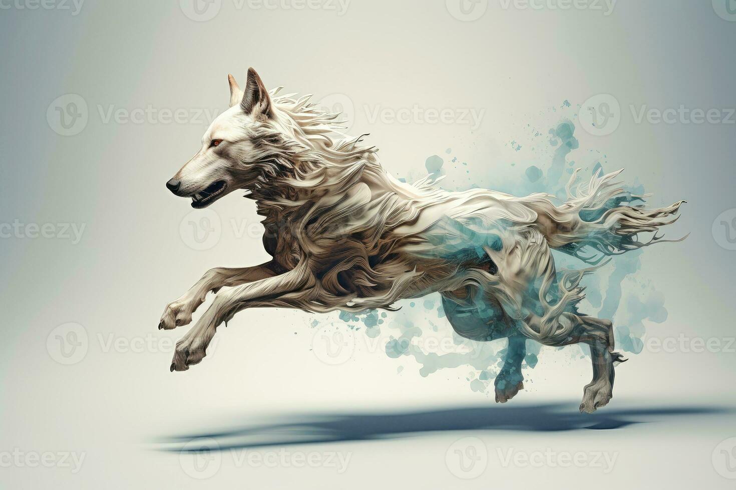 Abstract wolf with complex motion and hazy color, Generative AI illustration photo