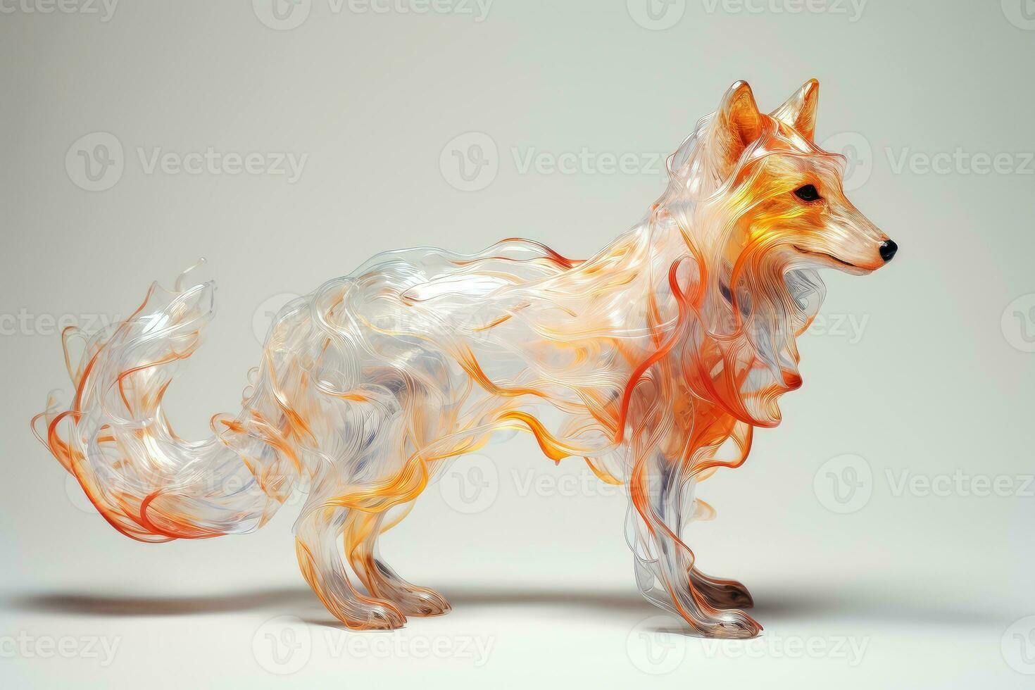 Abstract wolf with complex motion and hazy color, Generative AI illustration photo