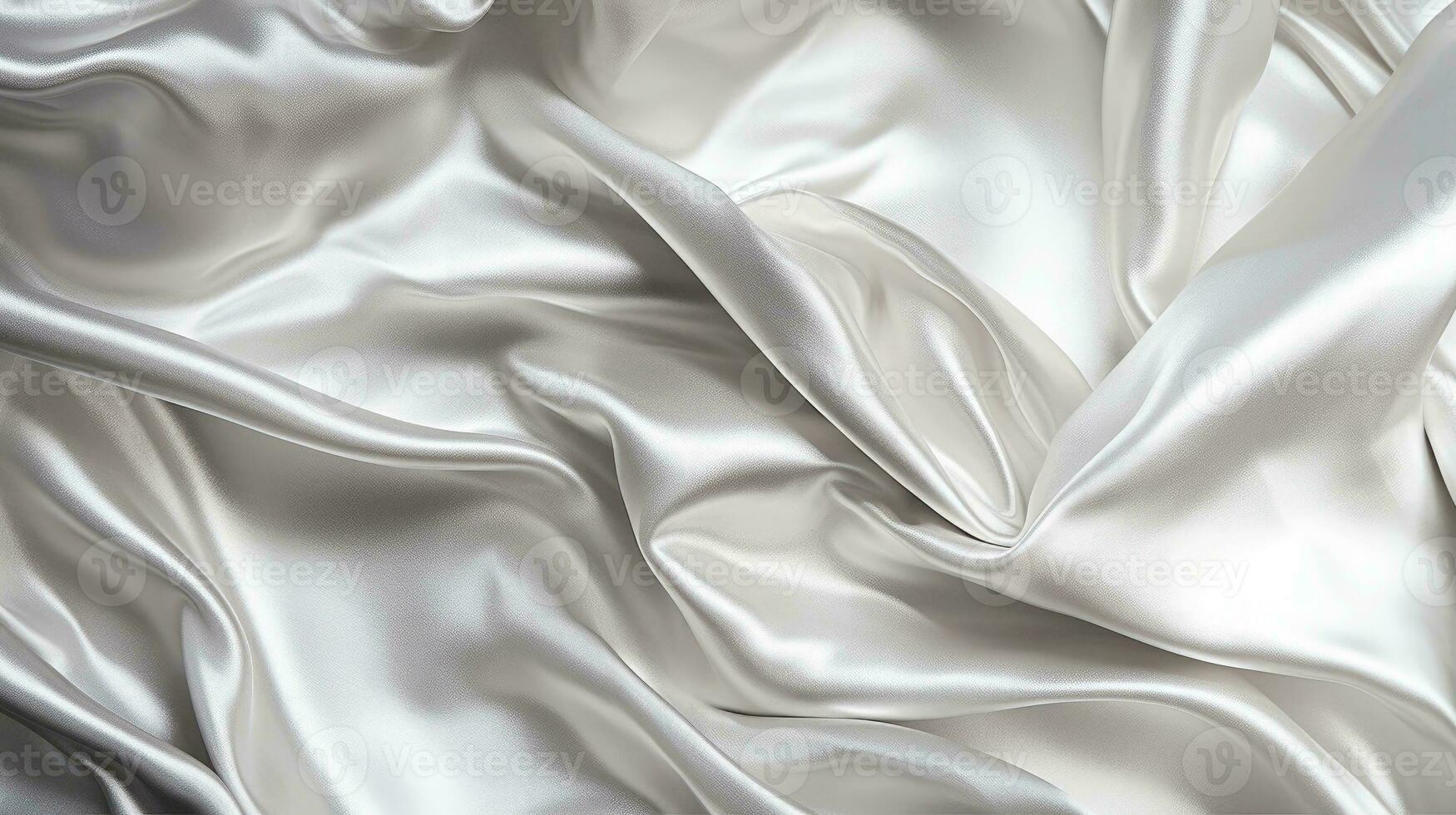 Close up of silver silk background, Abstract white cloth fabric wave, Generative AI illustration photo