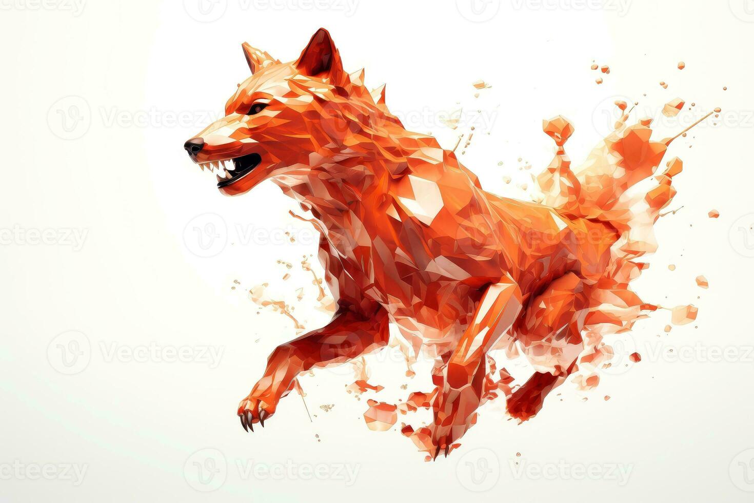 Abstract wolf with complex motion and hazy color, Generative AI illustration photo