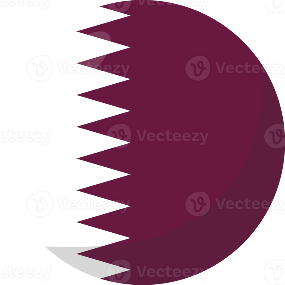 Qatar flag circle 3D cartoon style. png