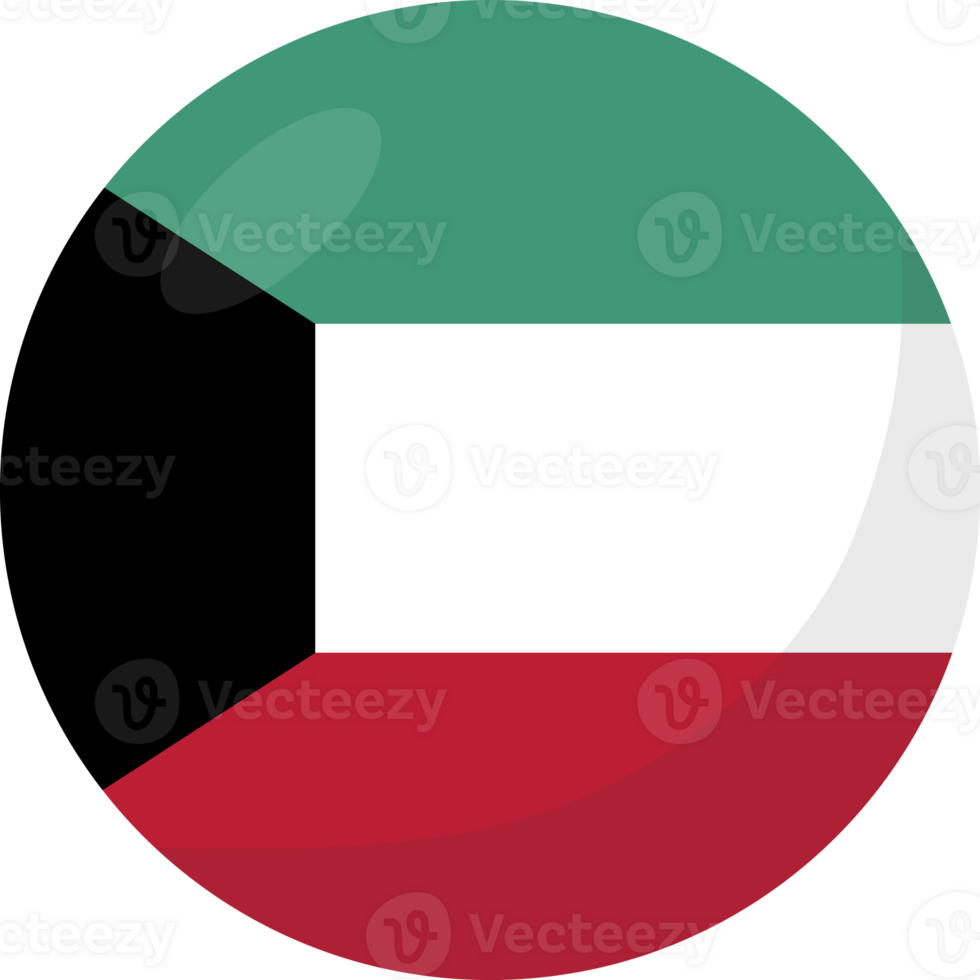 Kuwait flag circle 3D cartoon style. png
