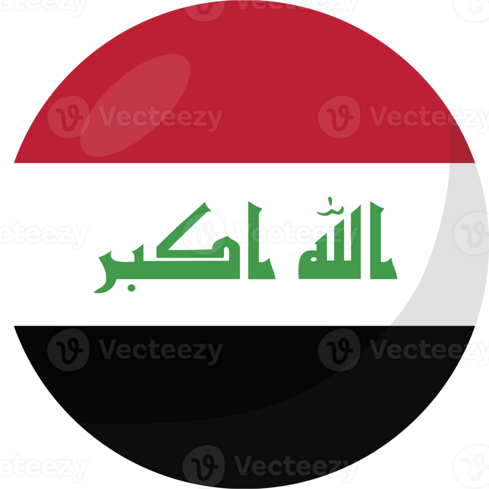 Iraq flag circle 3D cartoon style. png
