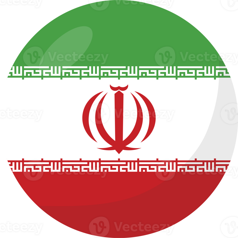 Iran flag circle 3D cartoon style. png