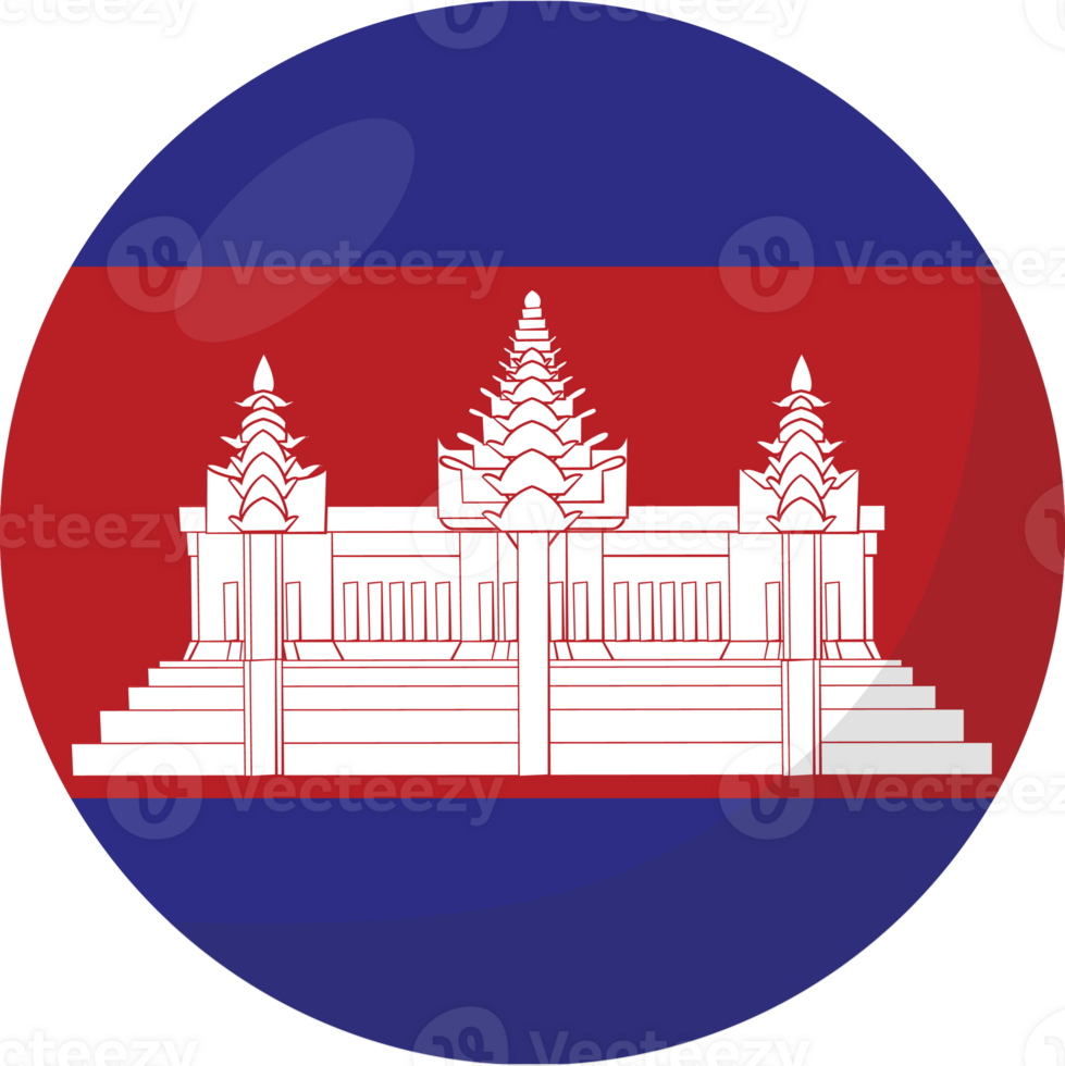 Cambodia flag circle 3D cartoon style. png