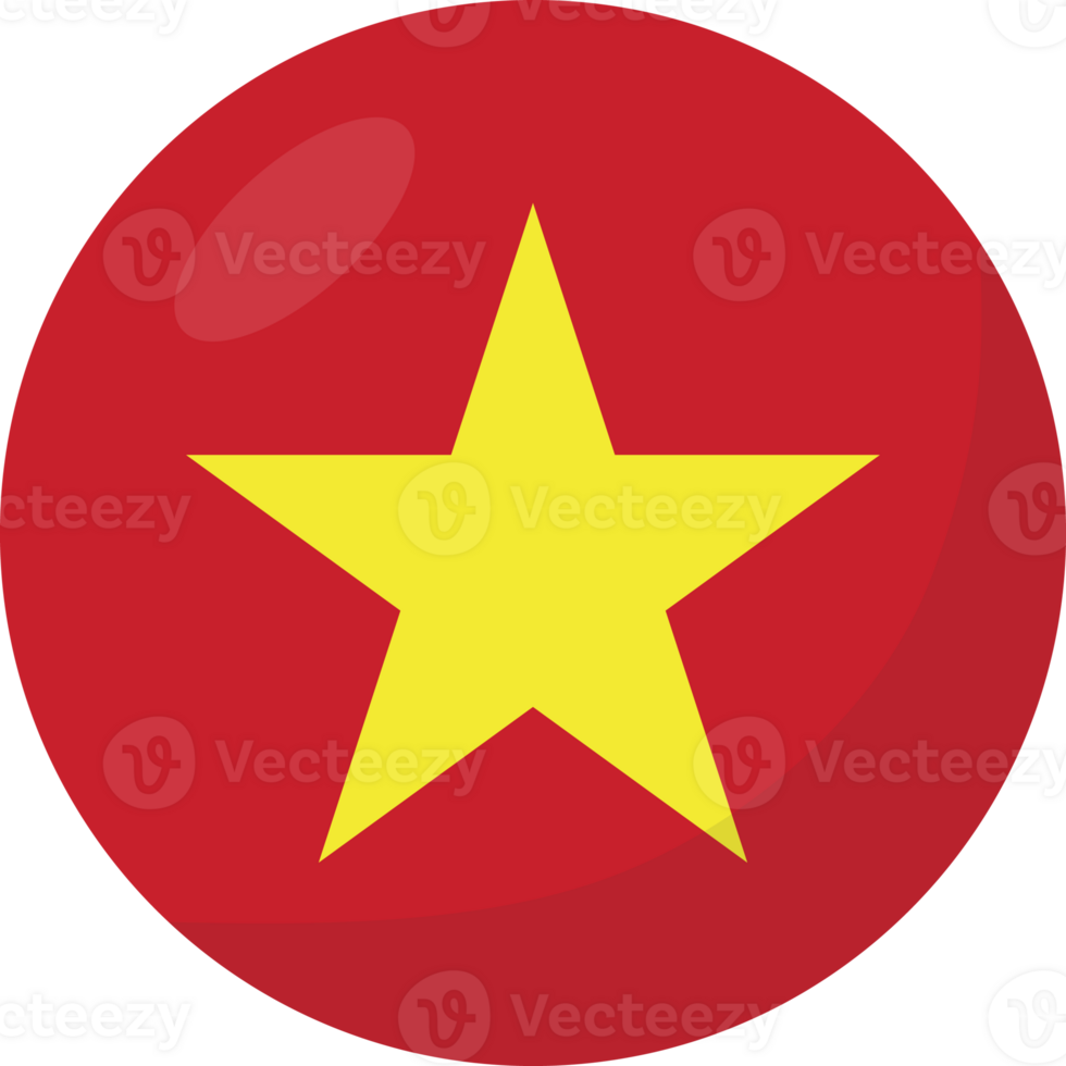 Vietnam flag circle 3D cartoon style. png