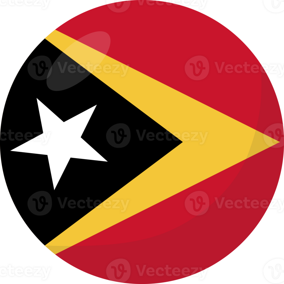 Timor Leste flag circle 3D cartoon style. png