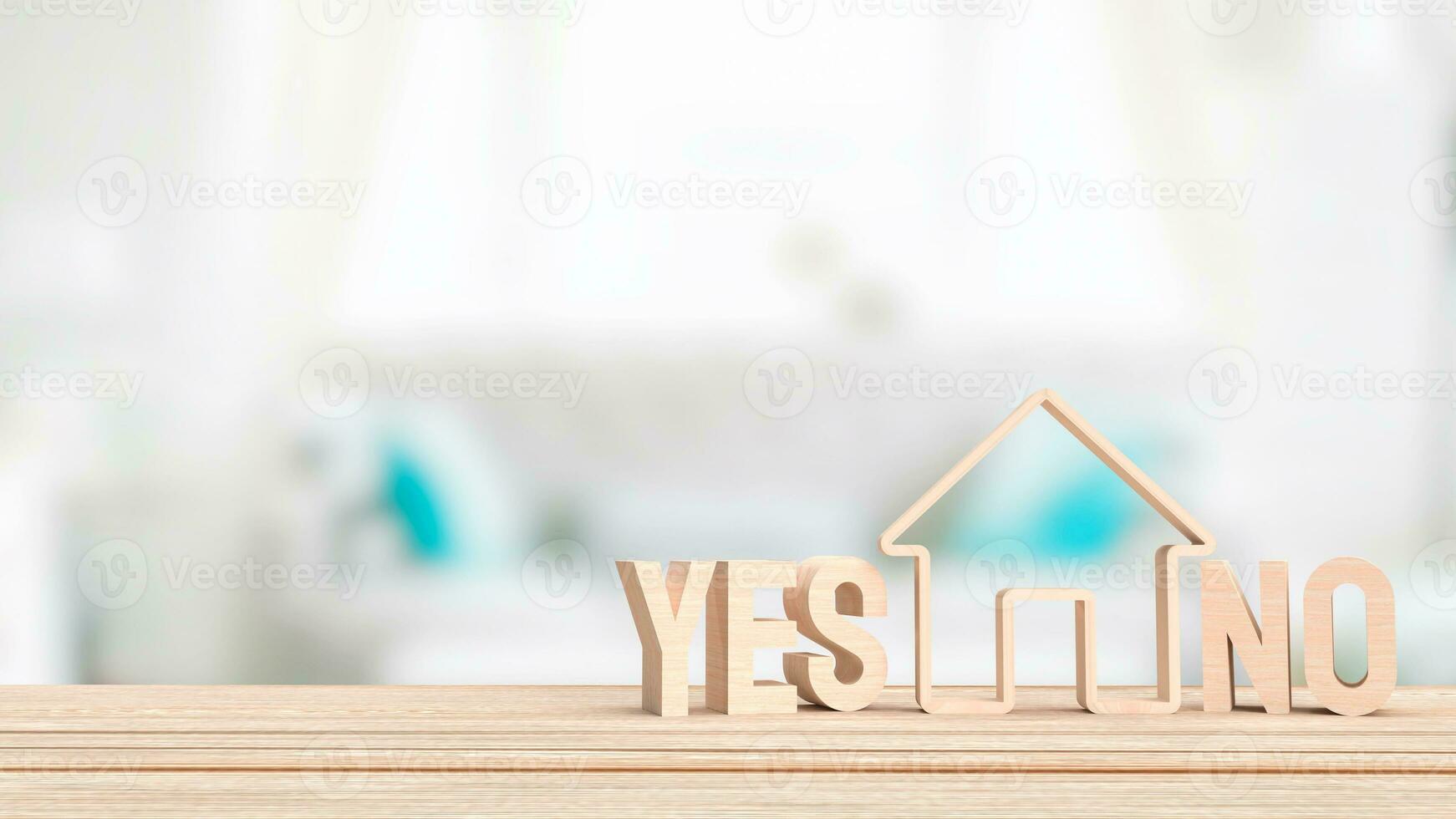 The House icon and Yes No text for property or building concept 3d rendering photo
