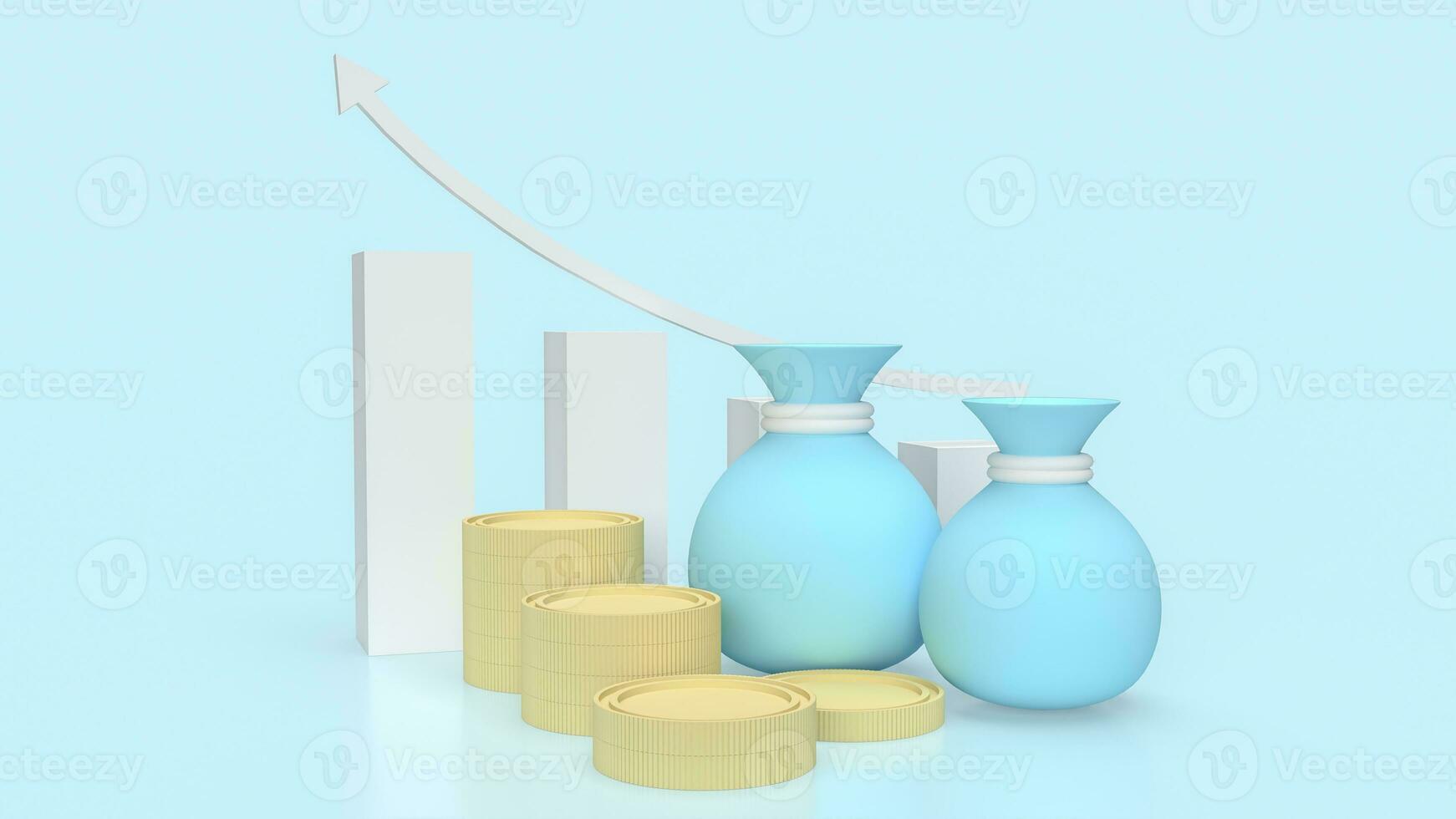 The Money Bag and coins for business concept 3d rendering photo