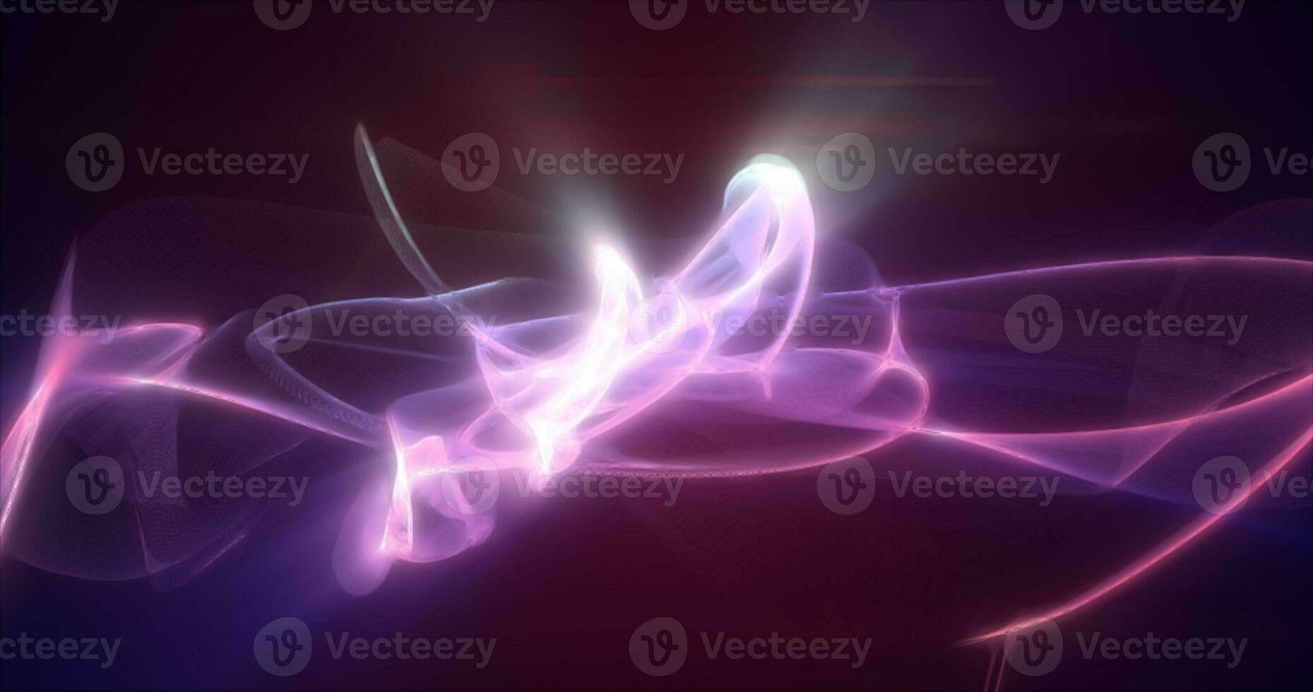 Abstract waves of purple energy magic smoke and glowing lines on a black background photo