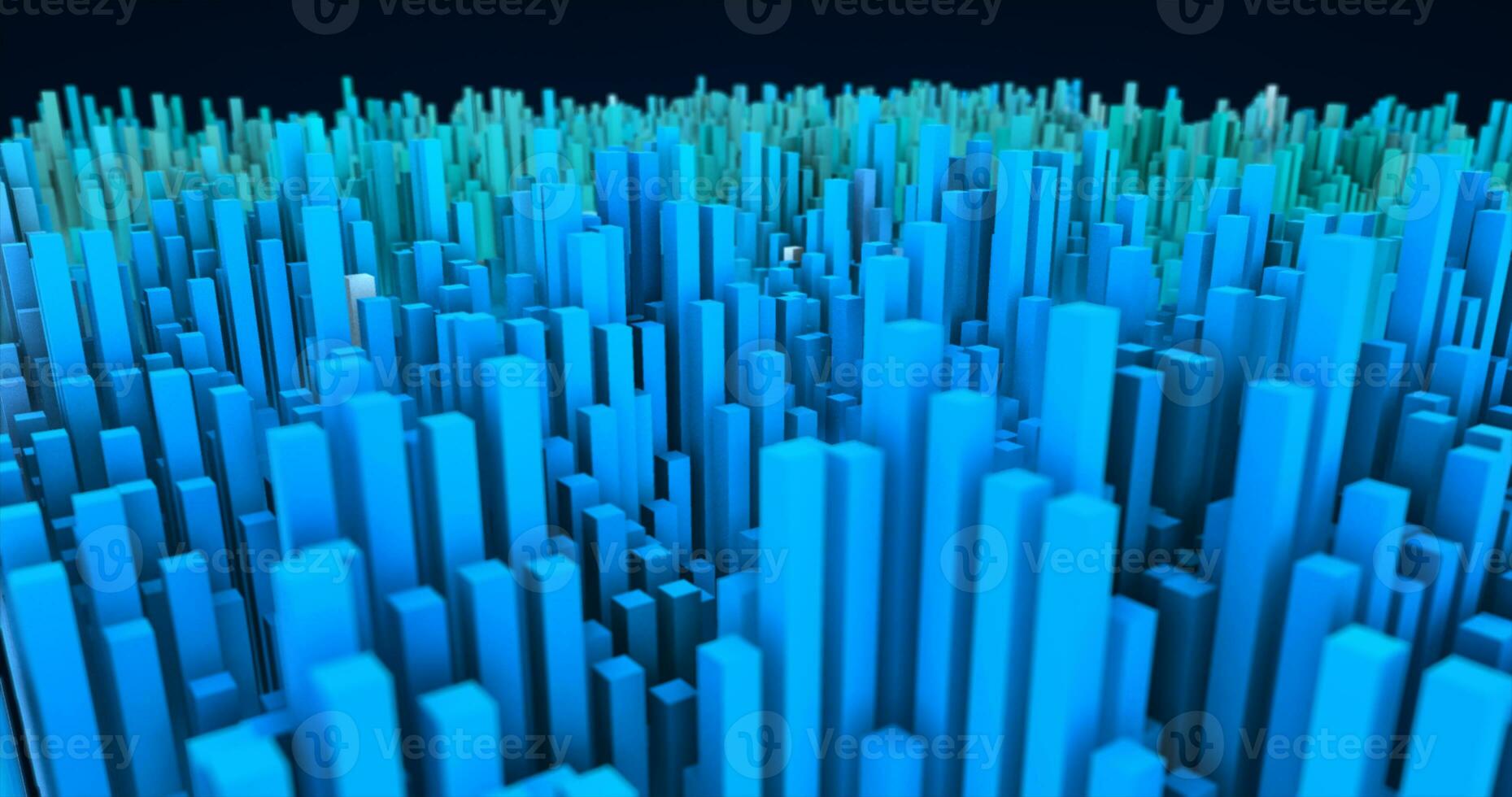 Abstract blue landscape of futuristic rectangles moving waves background photo