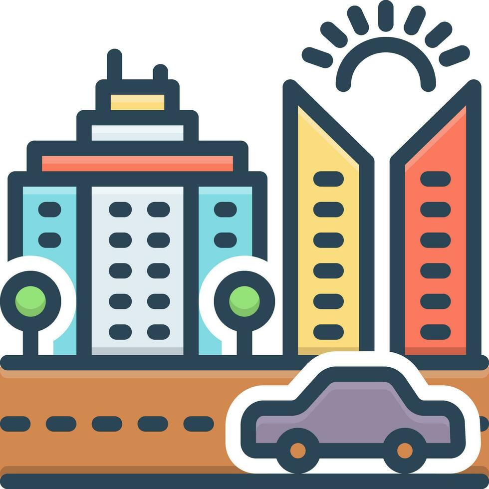 color icon for towns vector