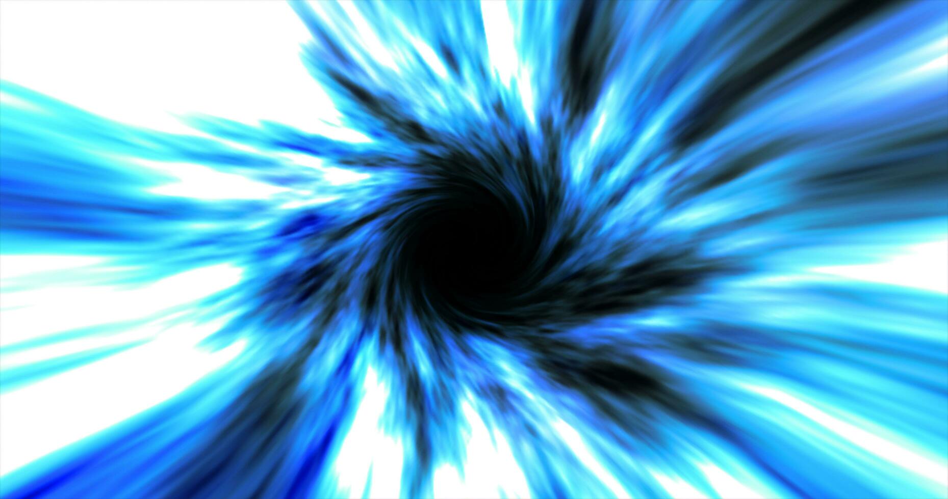 Blue hypertunnel spinning speed space tunnel made of twisted swirling energy magic glowing light lines abstract background photo