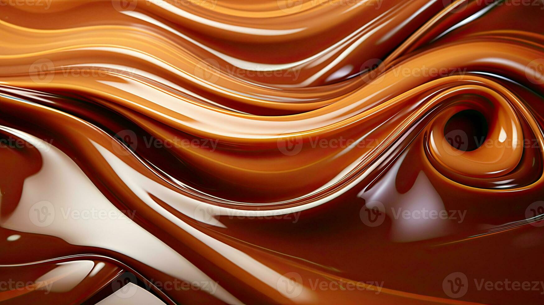 Melted brown sweet caramel, pastry caramel and chocolate waves background photo