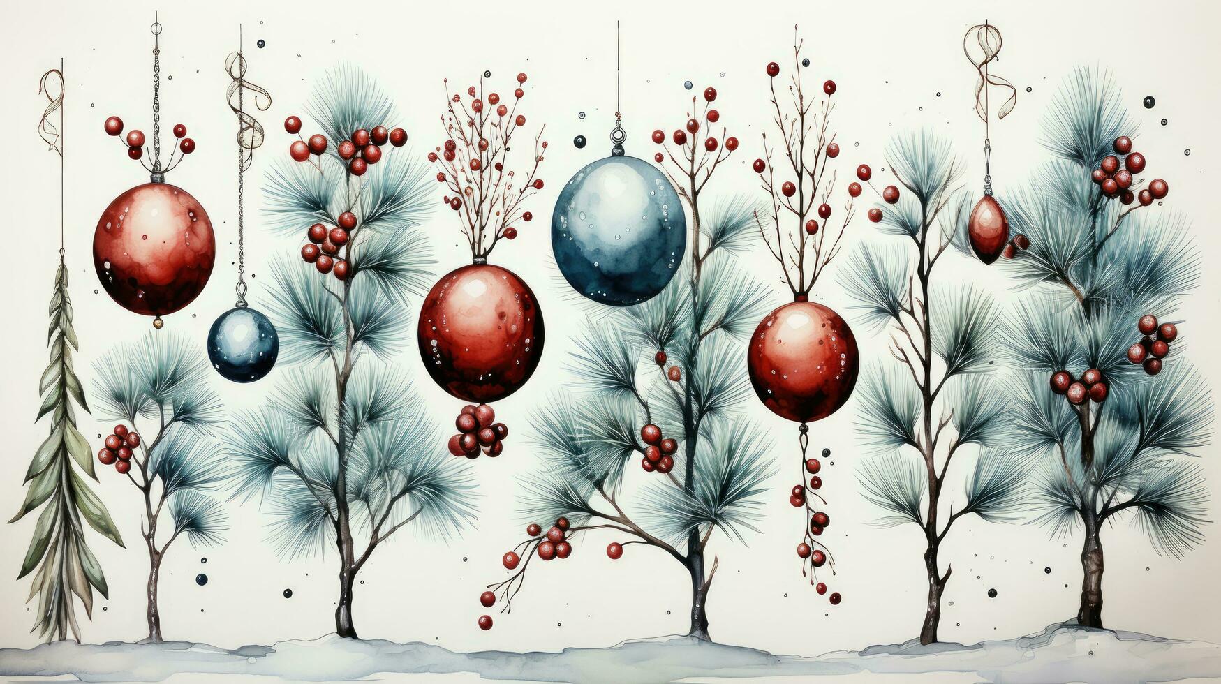 Christmas tree decorations, decoration pattern illustration for the Christmas and New Year holiday photo