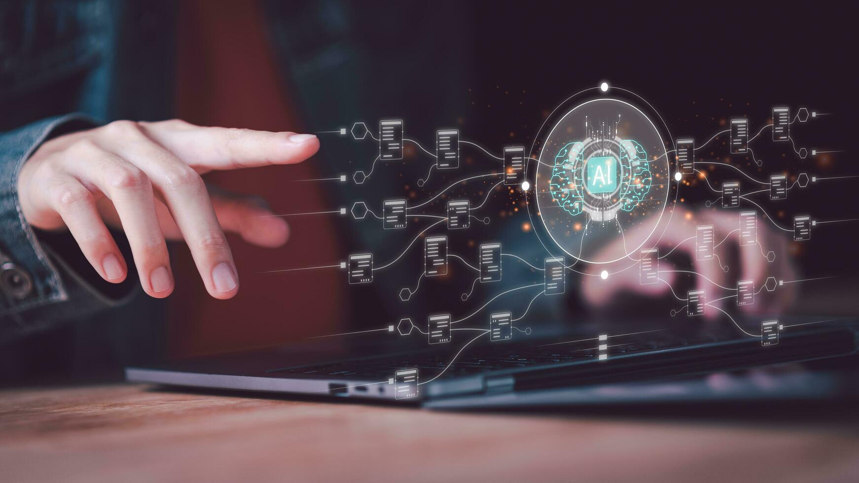 connection, innovation development and artifacts too artificial intelligence ,AI , ideas and innovation ,Connecting creativity with modern technology ,Document system management photo