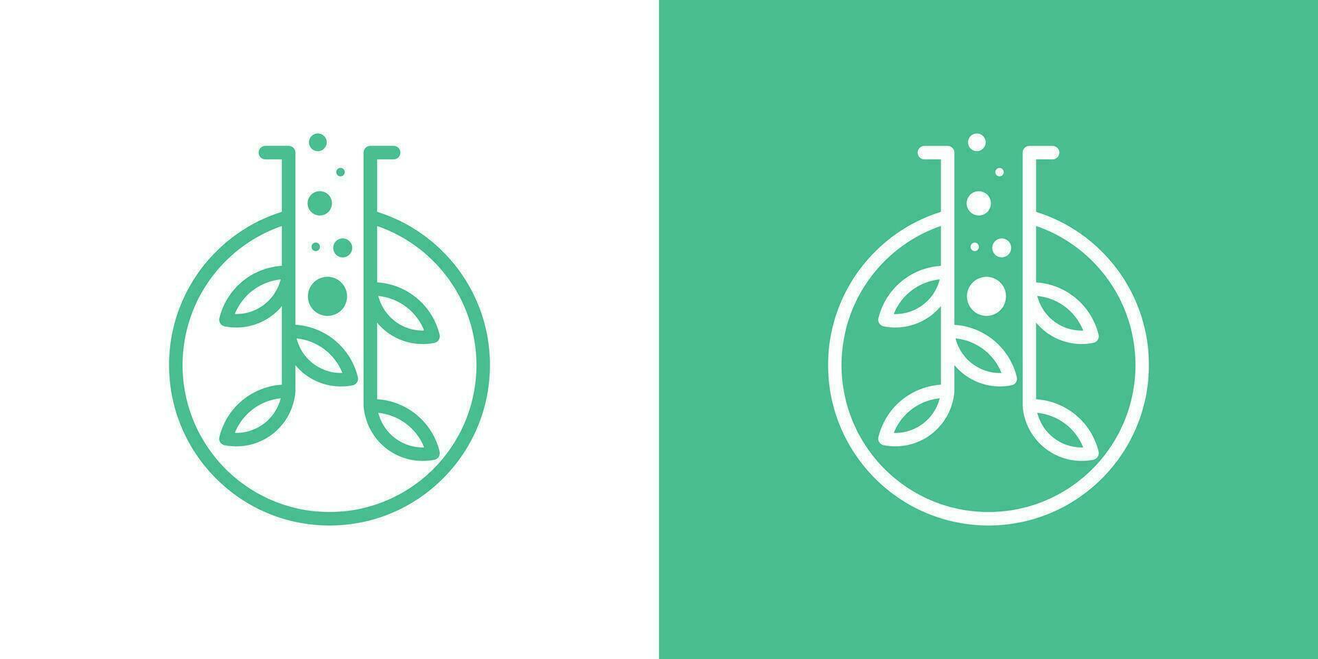 logo design combining the shape of a lab glass with plants. vector