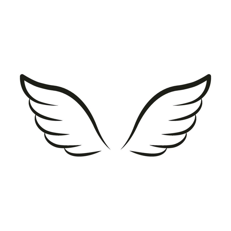 alas línea modelo icono. alas para mosca pájaro, ángel y religioso símbolo. alas insignias decorativo formas vector contorno ilustración