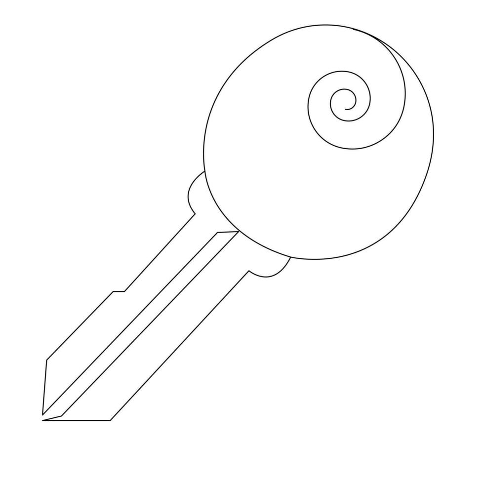 Continuous single line lock key outline vector art  drawing